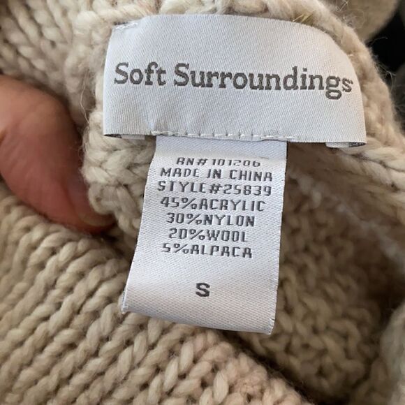 Soft Surroundings | Wool Blend Cowl Neck Short Sleeve Glitter Knit Sweater | S - Picture 5 of 5